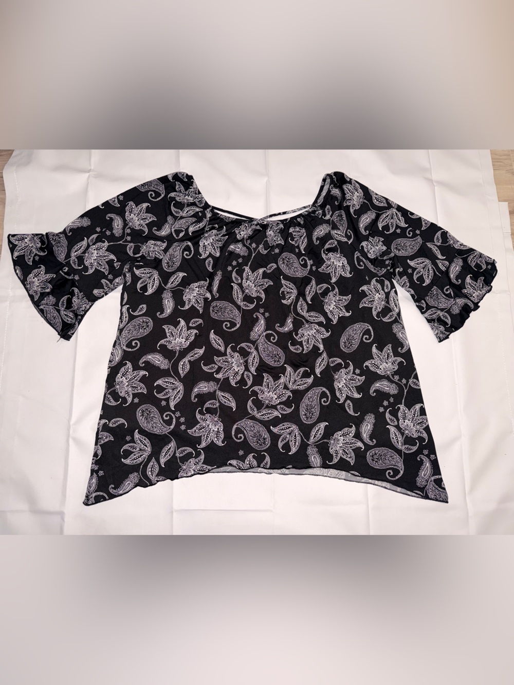 Black Paisley Off-Shoulder Blouse